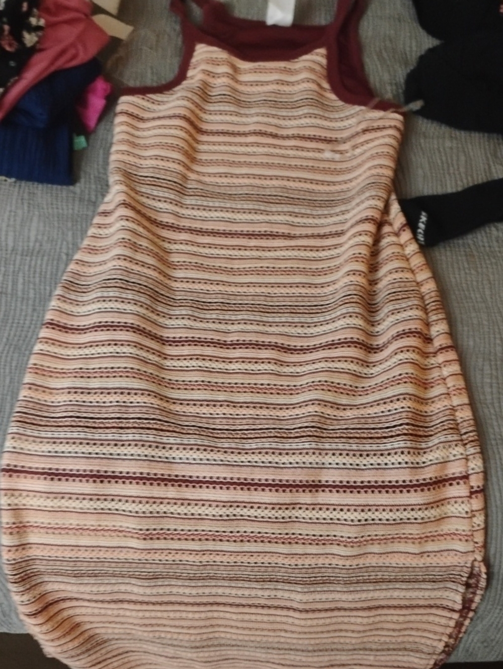 NOBO Peach and Burgundy Striped A-Line Skirt